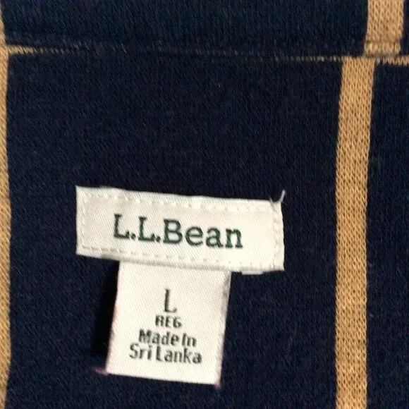 L. L. Bean Button Down Knit Shirt Navy Blue With Gold Size Large - Picture 7 of 11
